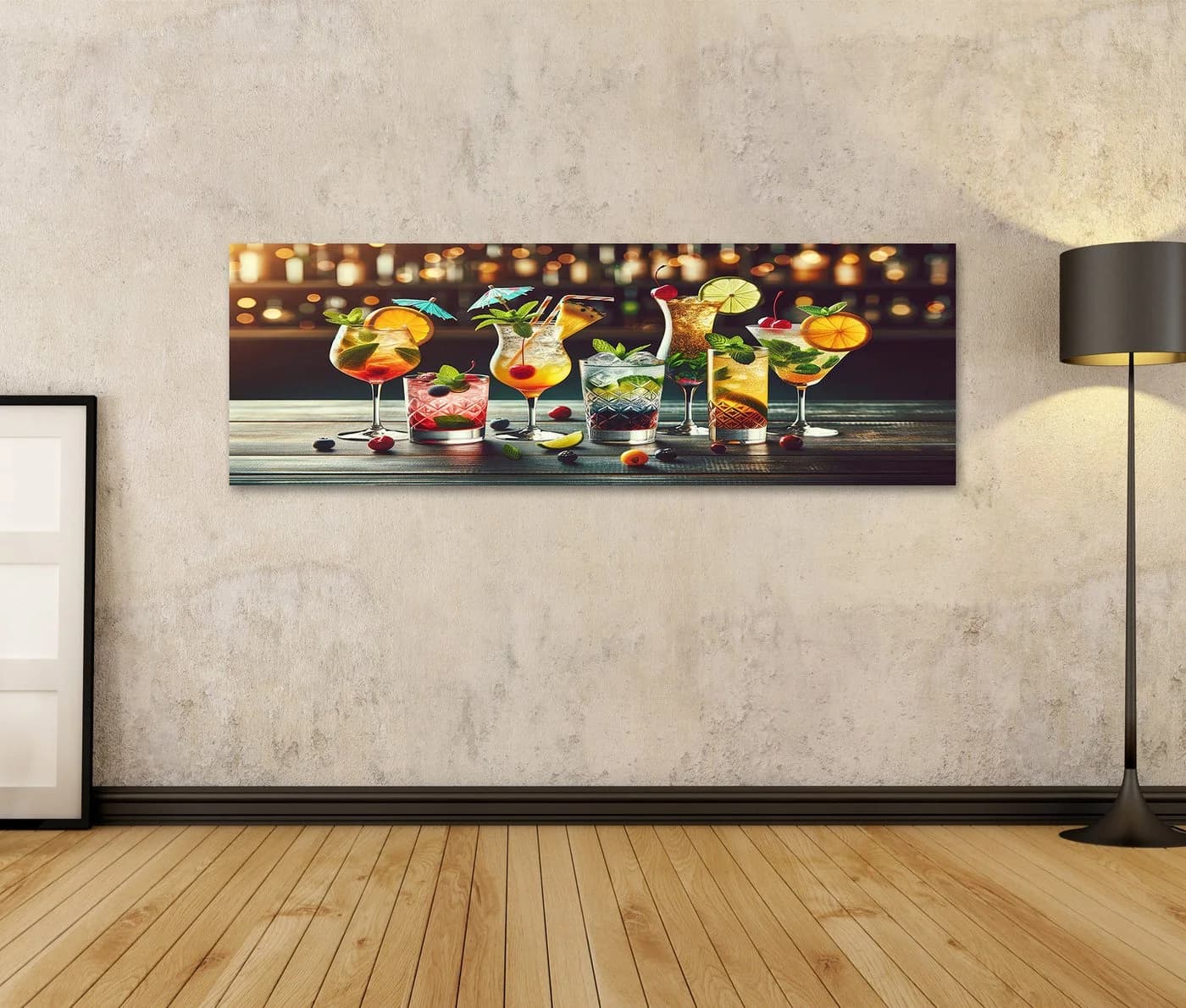 islandburner Leinwandbild Cocktailgläser Bar Motiv 120x40 cm