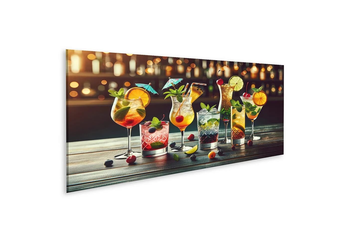 islandburner Leinwandbild Cocktailgläser Bar Motiv 120x40 cm - Bild 2