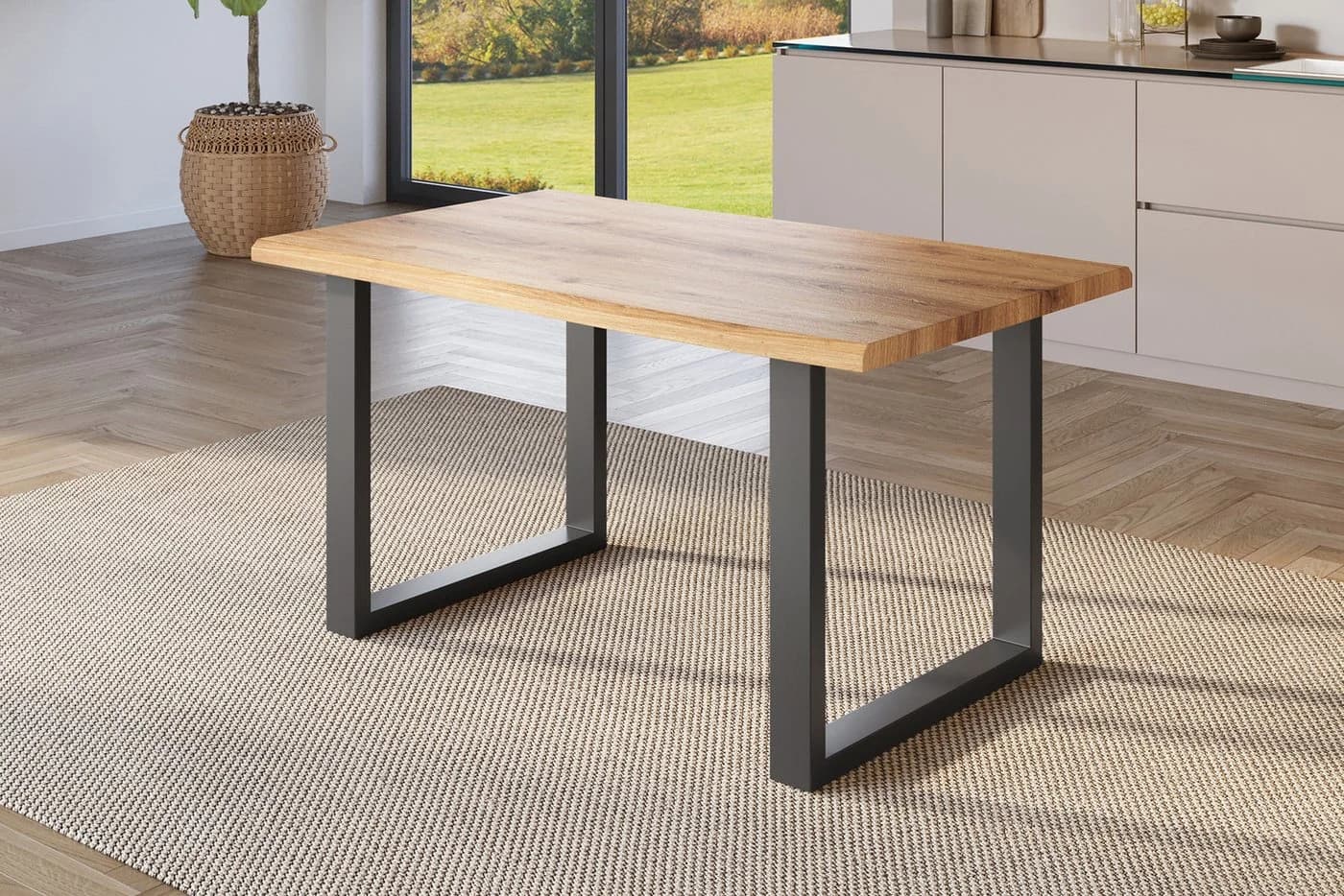 SAM® Esstisch Thoran Wildeiche-Optik U-Metallgestell Baumkante - Bild 2