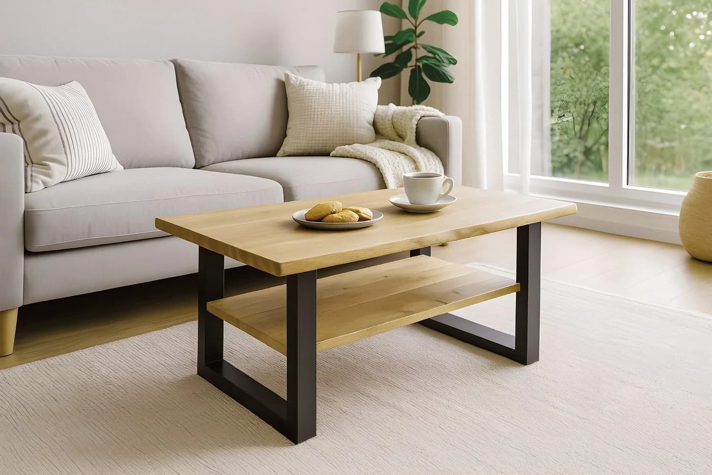 SAM® Couchtisch Patricia massiv Eiche Echte Baumkante schwarz - Bild 2
