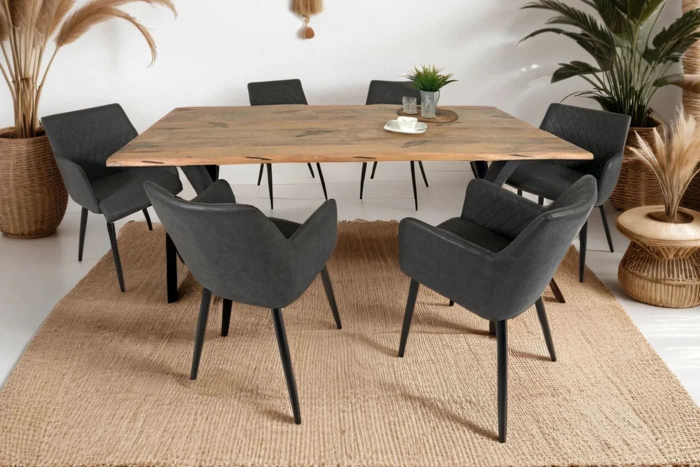 SAM® Baumkantentisch Panther Mangoholz massiv X-Gestell schwarz - Bild 2