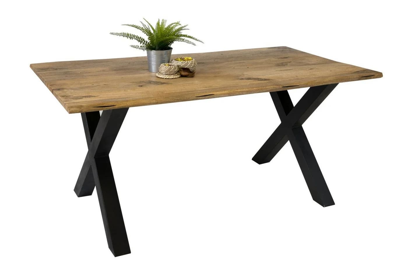 SAM® Baumkantentisch Panther Mangoholz massiv X-Gestell schwarz - Bild 3