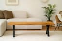 SAM® Sitzbank Quento Akazie Baumkante X-Gestell Schwarz 160 cm Bild 2