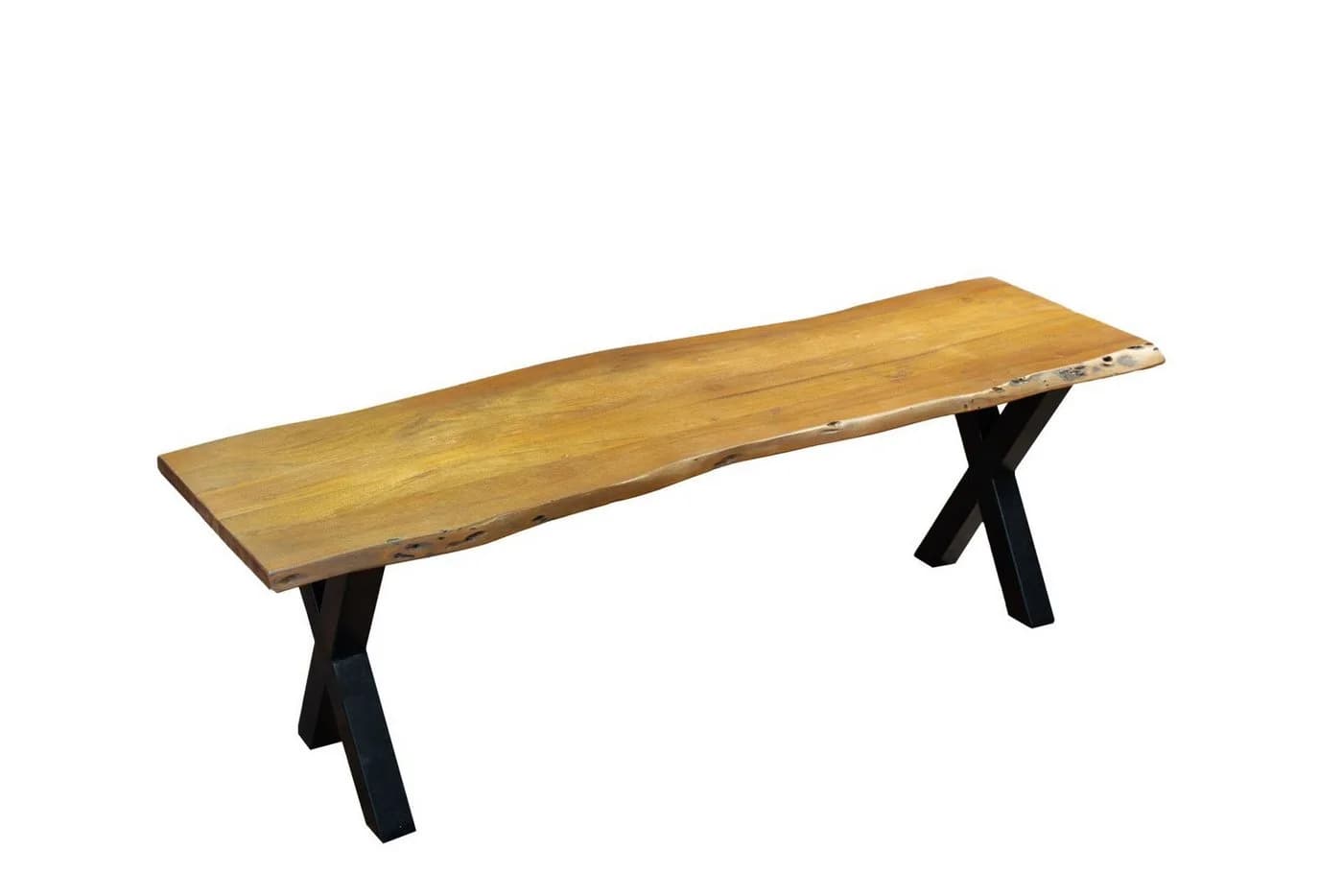 SAM® Sitzbank Quento Akazie Baumkante X-Gestell Schwarz 160 cm - Bild 3