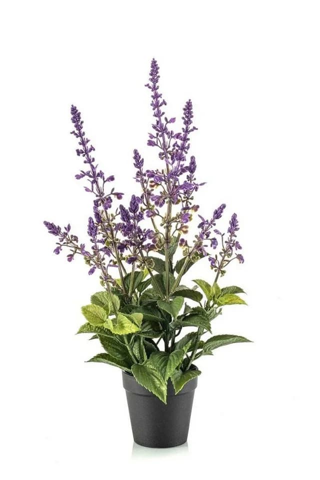 artplants Künstlicher Salbei 45cm im Dekotopf Lila Grün