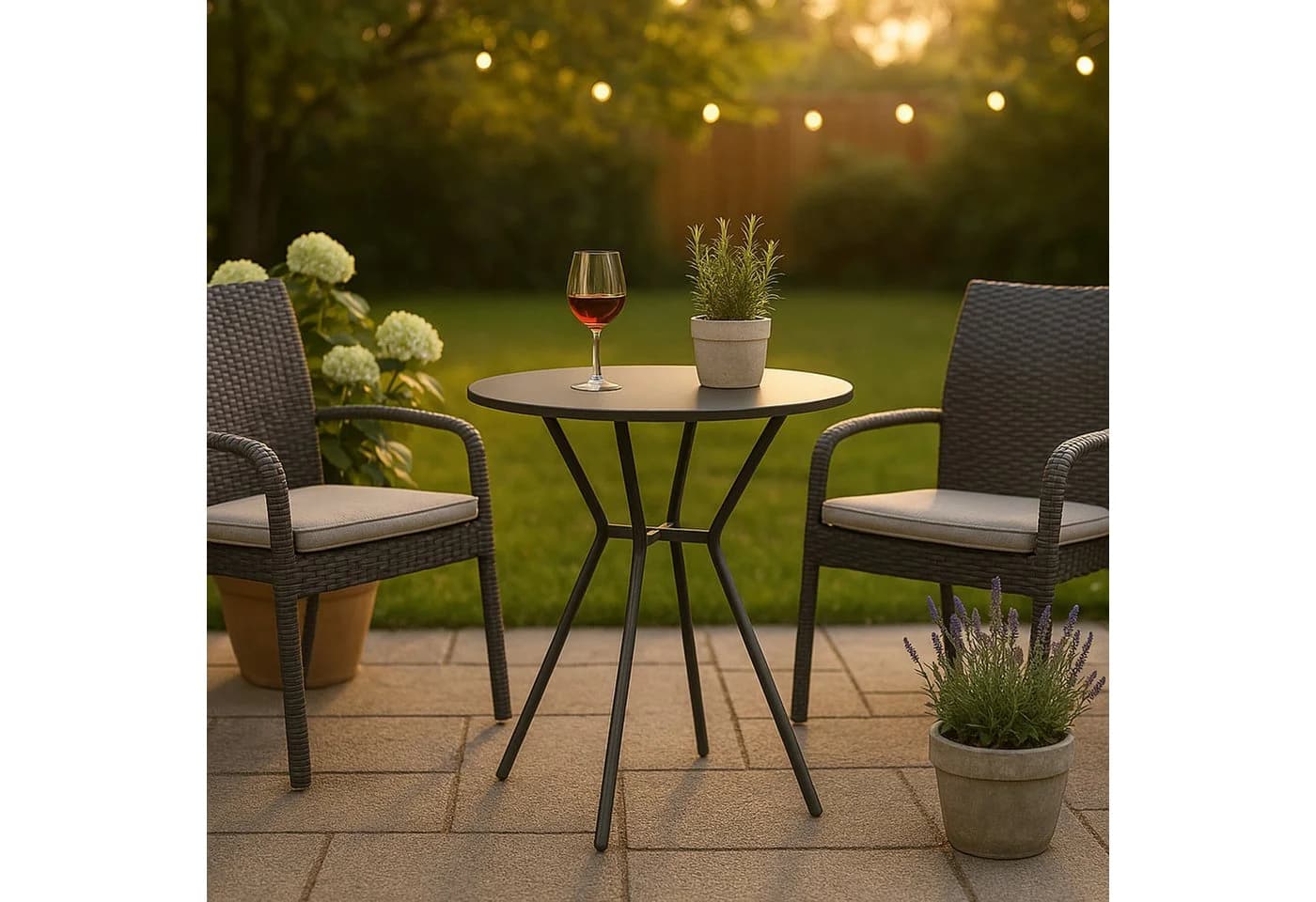BURI Gartentisch Bistrotisch rund 70x60cm schwarz - Bild 3