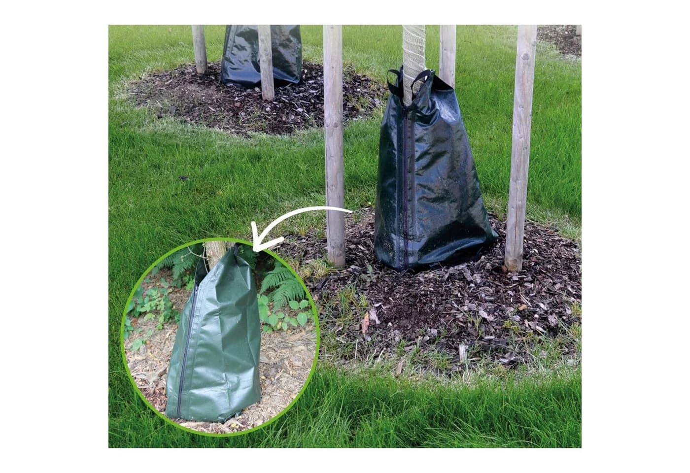 BURI Bewässerungssystem 5x Baum-Bewässerungssack mit Reißverschluss Grün - Bild 4