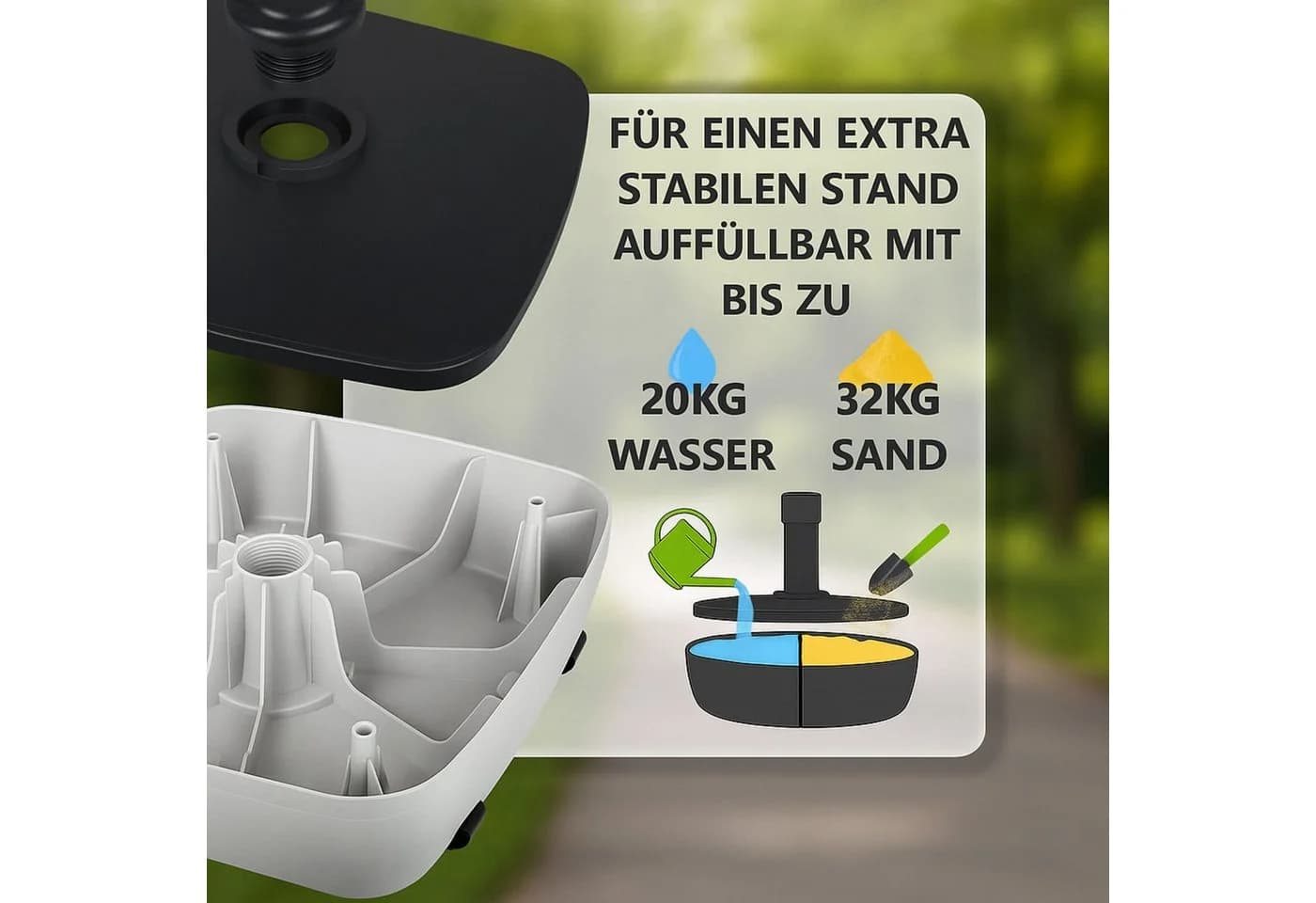 BURI Kunststoffschirmständer Sonnenschirmhalter 3,5-5cm - Bild 3