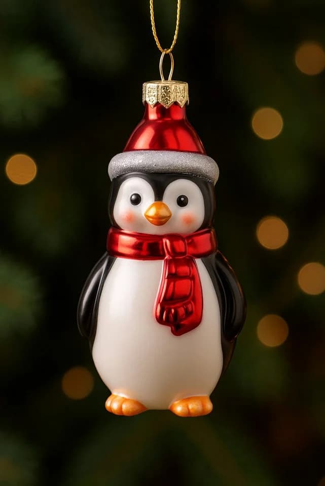 BURI Weihnachtsbaumkugel Pinguin Design 9 cm