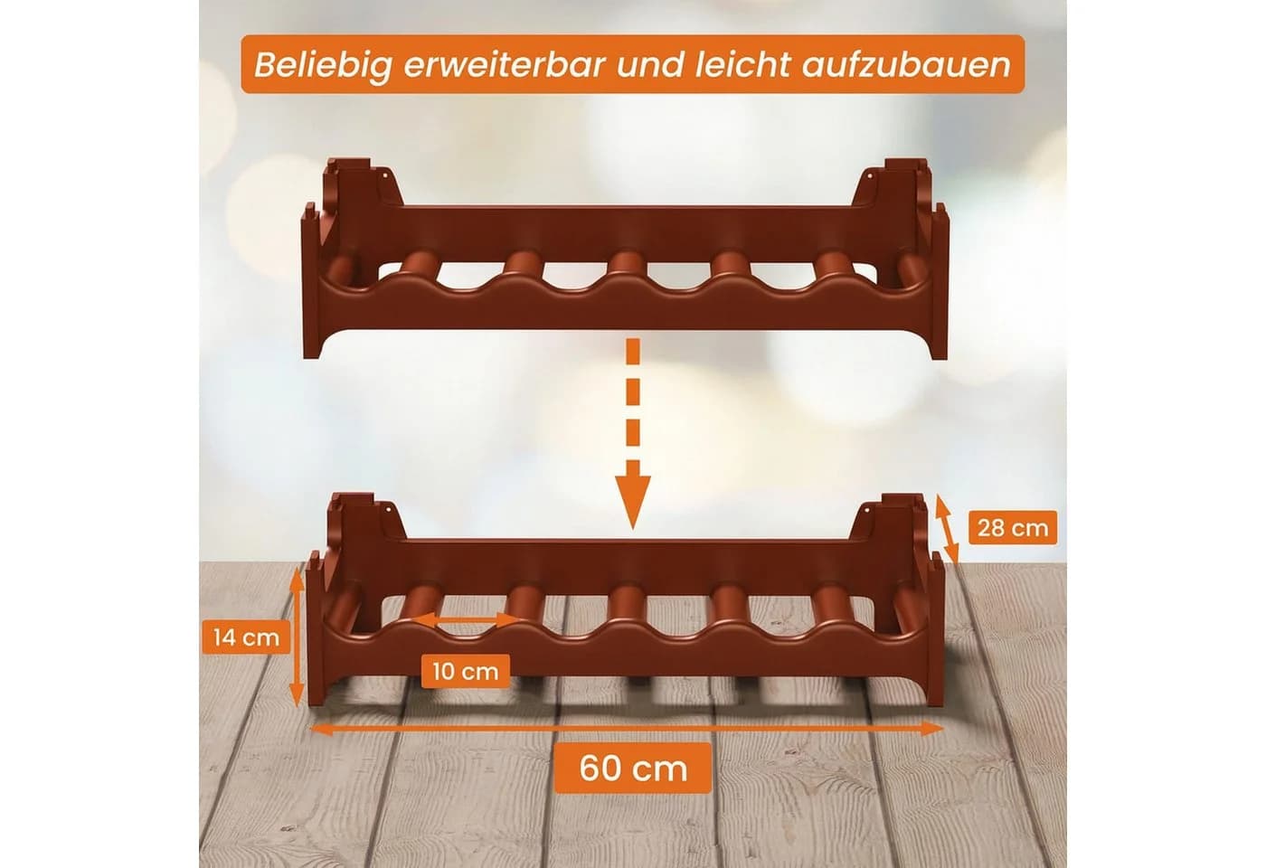 BURI Weinregal stapelbar für 6 Flaschen Braun erweiterbar - Bild 3
