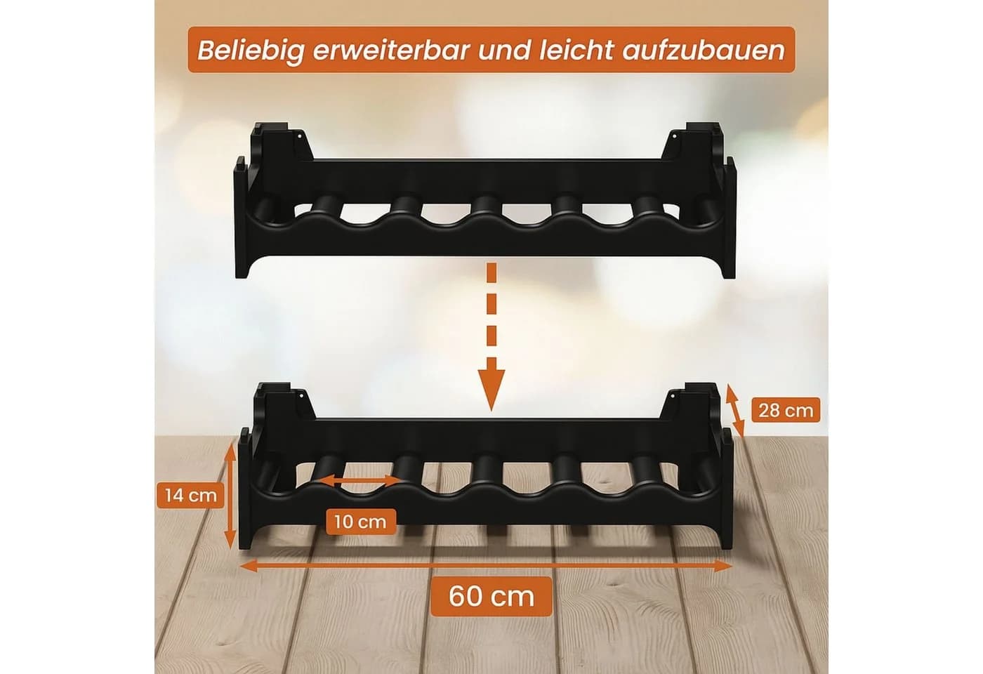 BURI Flaschenregal Weinregal stapelbar Schwarz - Bild 3