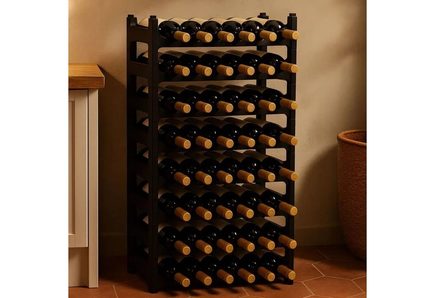BURI Flaschenregal Weinregal stapelbar Schwarz Kunststoff - Bild 3