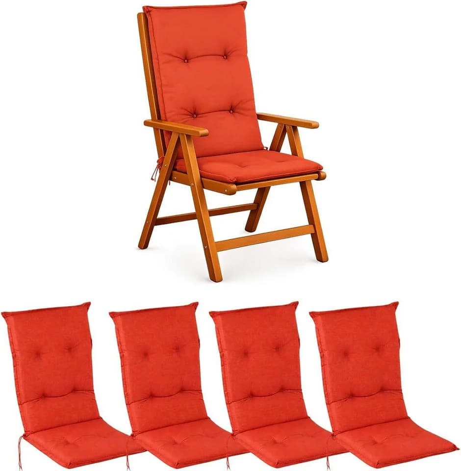BURI Hochlehnerauflage Rot 117x49x6 cm Schaumkern