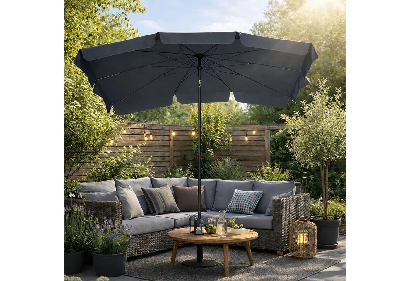 BURI Sonnenschirm 210x140 cm Rechteckig Knickbar Anthrazit - Bild 5