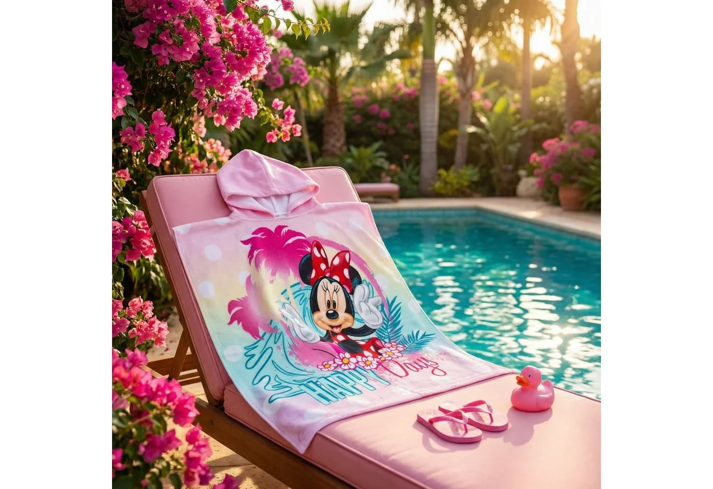 Disney Badeponcho Minnie Maus Kinder Mädchen Mikrofaser Kapuze