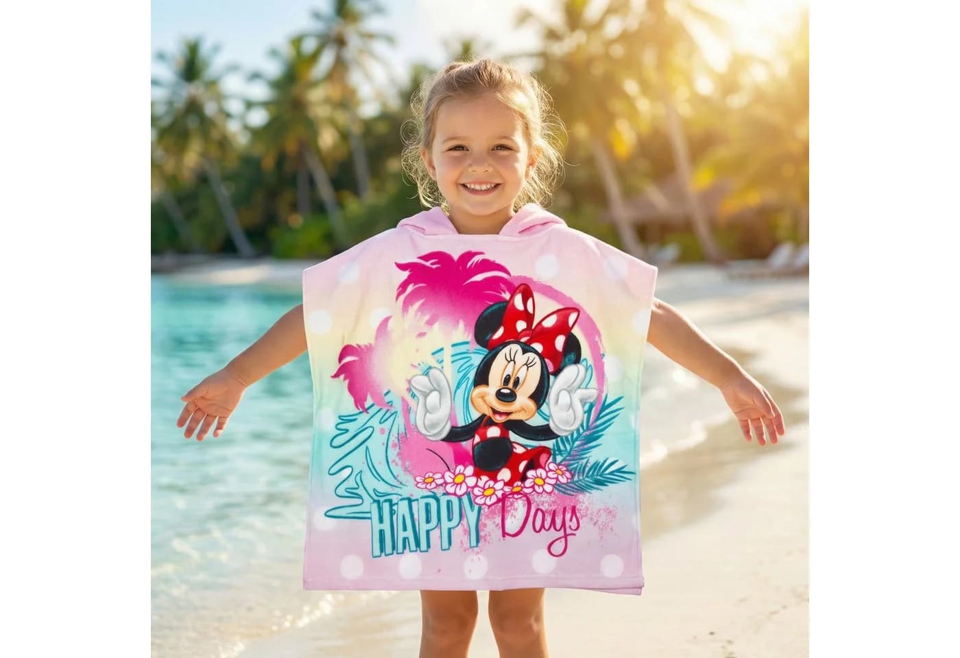 Disney Badeponcho Minnie Maus Kinder Mädchen Mikrofaser Kapuze - Bild 3