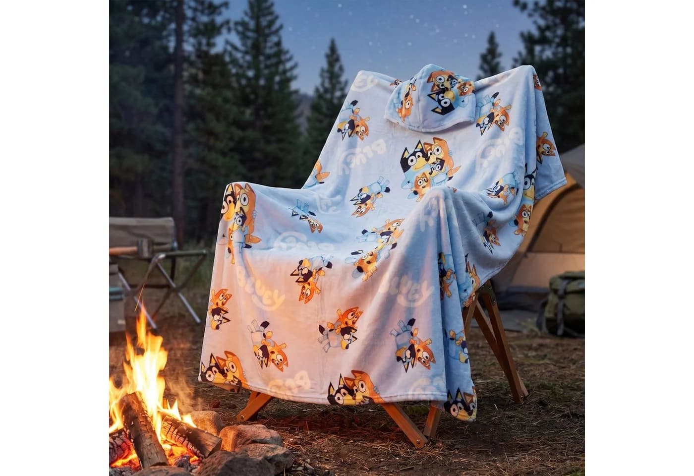 Bluey u Bingo Flanell Decke XL - Warme Kapuzen Kuscheldecke 120x150 cm - Bild 4