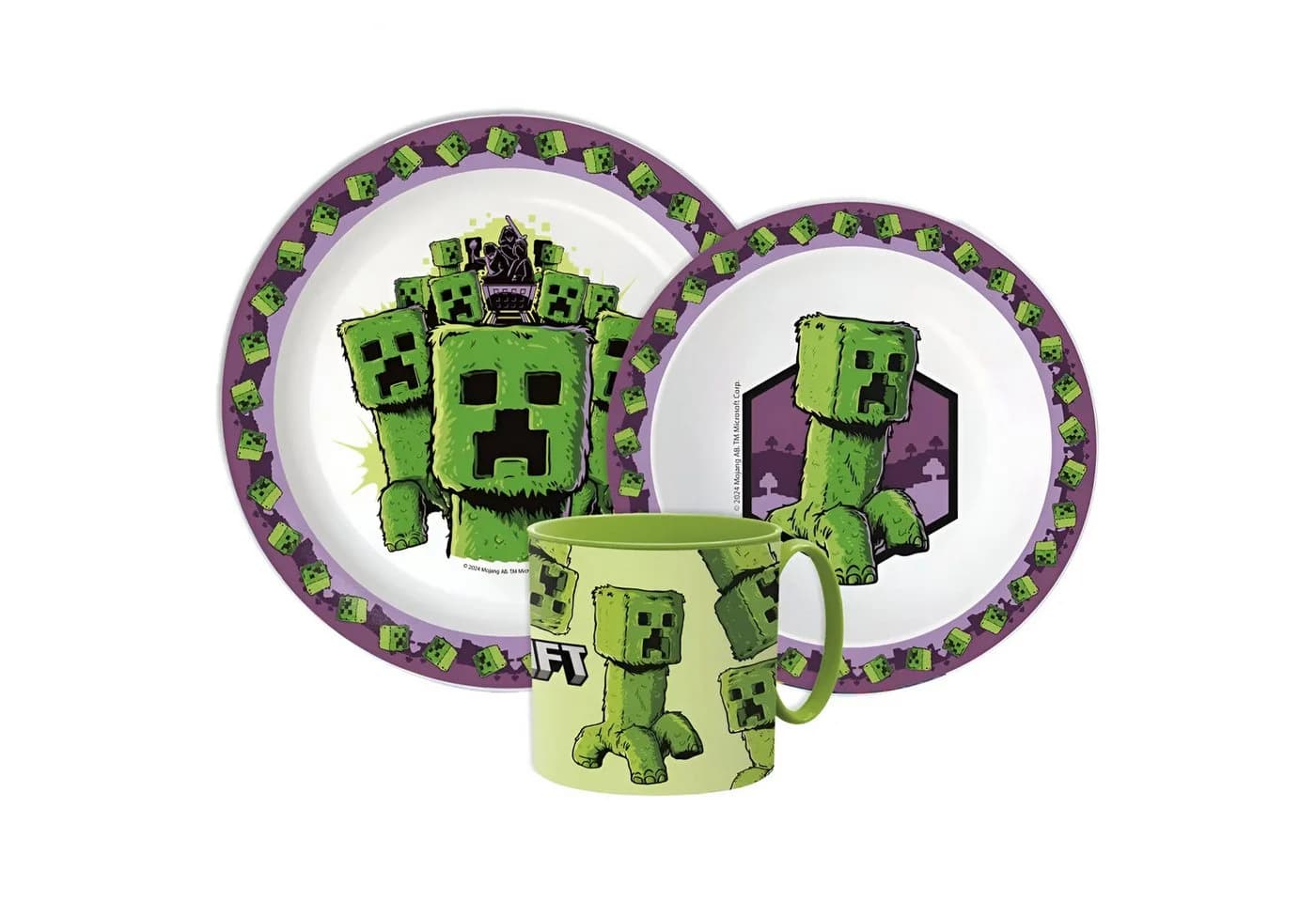 Minecraft Kindergeschirr-Set Creeper 3-teilig Kunststoff Bunt - Bild 2