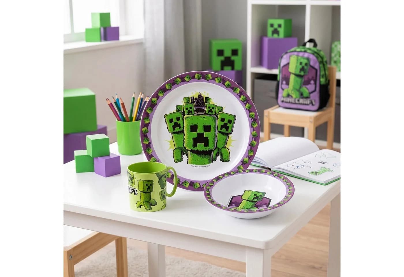Minecraft Kindergeschirr-Set Creeper 3-teilig Kunststoff Bunt - Bild 3
