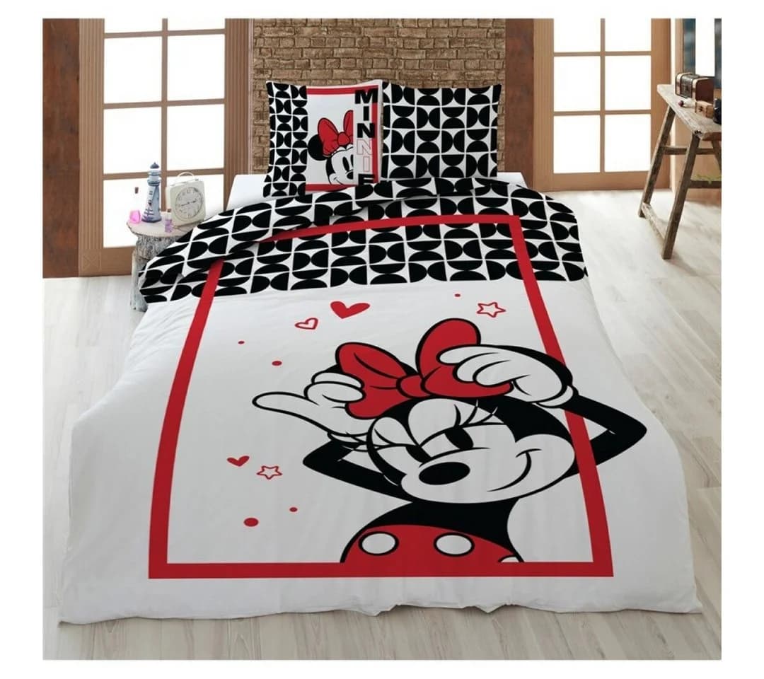 Disney Minnie Maus Kinder Bettwäsche 2-tlg. Set 135x200 80x80 Baumwolle
