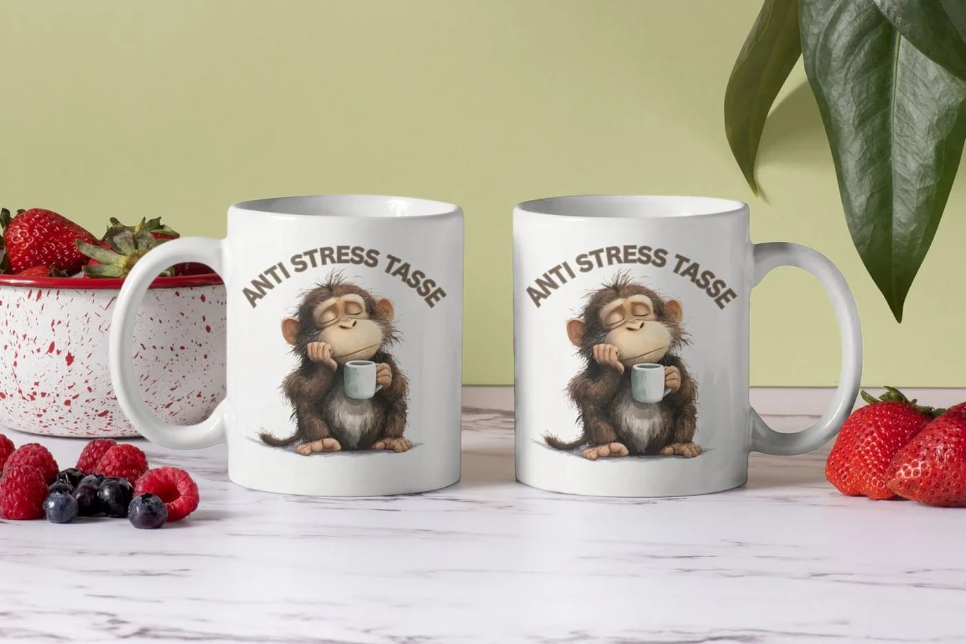 WS-Trend Anti Stress Tasse Affe Motiv Keramik 325 ml