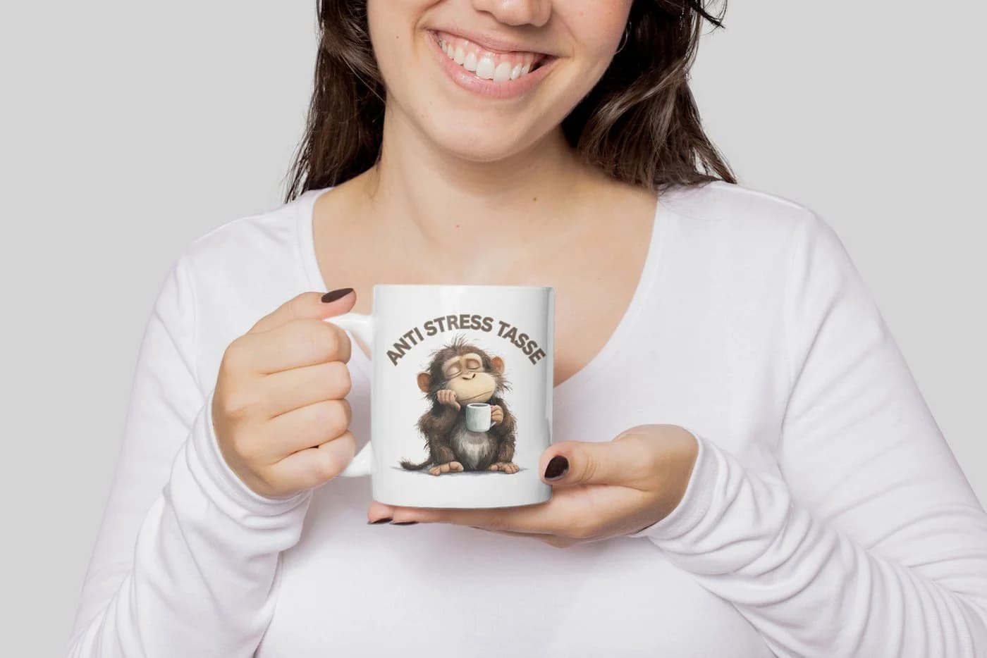 WS-Trend Anti Stress Tasse Affe Motiv Keramik 325 ml - Bild 4