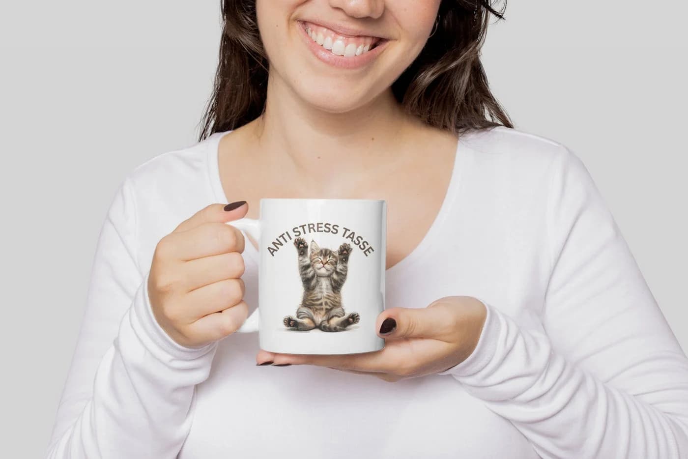WS-Trend Anti-Stress Tasse Baby Katze 325 ml Keramik Weiß - Bild 3