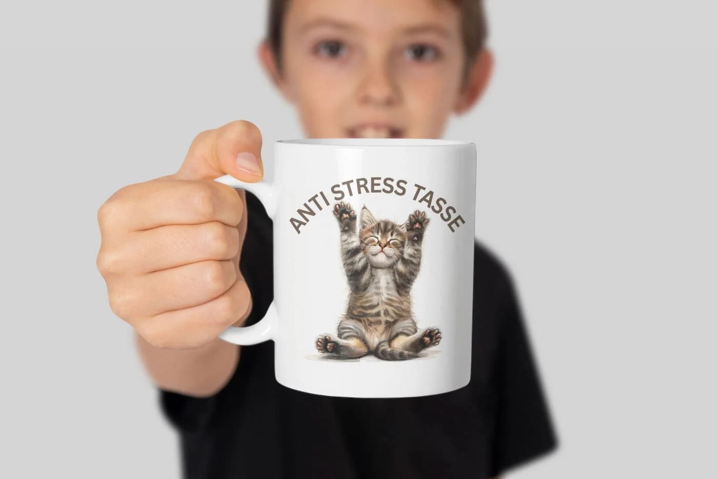 WS-Trend Anti-Stress Tasse Baby Katze 325 ml Keramik Weiß - Bild 4