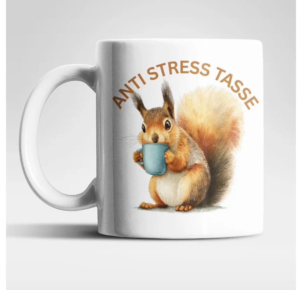 WS-Trend Anti-Stress Tasse Eichhörnchen Keramik 325ml Weiß - Bild 2