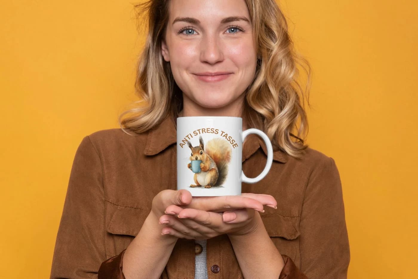 WS-Trend Anti-Stress Tasse Eichhörnchen Keramik 325ml Weiß - Bild 3