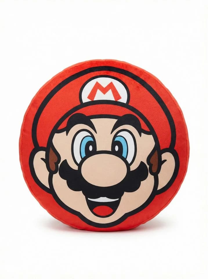 Super Mario 3D Dekokissen Rund Rot/Beige Schwarz Blau - Bild 2