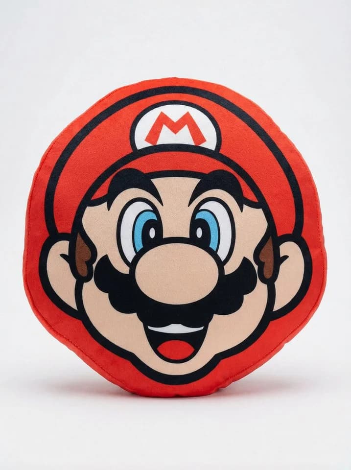 Super Mario 3D Dekokissen Rund Rot/Beige Schwarz Blau - Bild 4