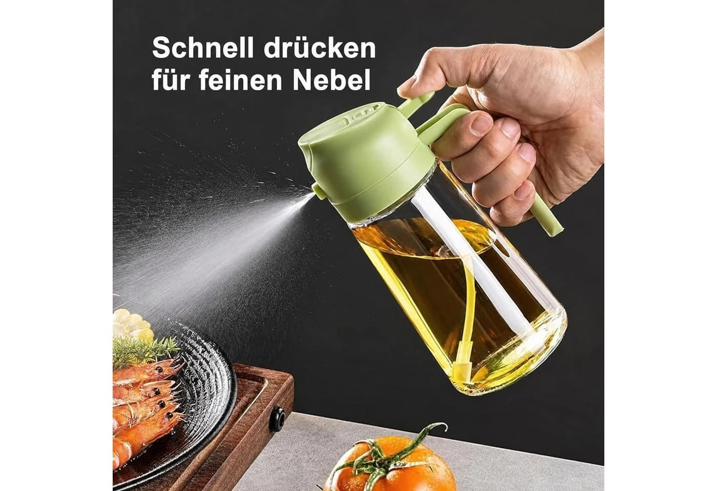 WS-Trend Ölspender 2-in-1 Sprühflasche und Ausgießer 470 ml Grün
