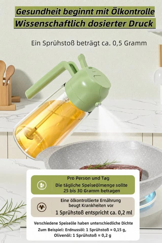 WS-Trend Ölspender 2-in-1 Sprühflasche und Ausgießer 470 ml Grün - Bild 5