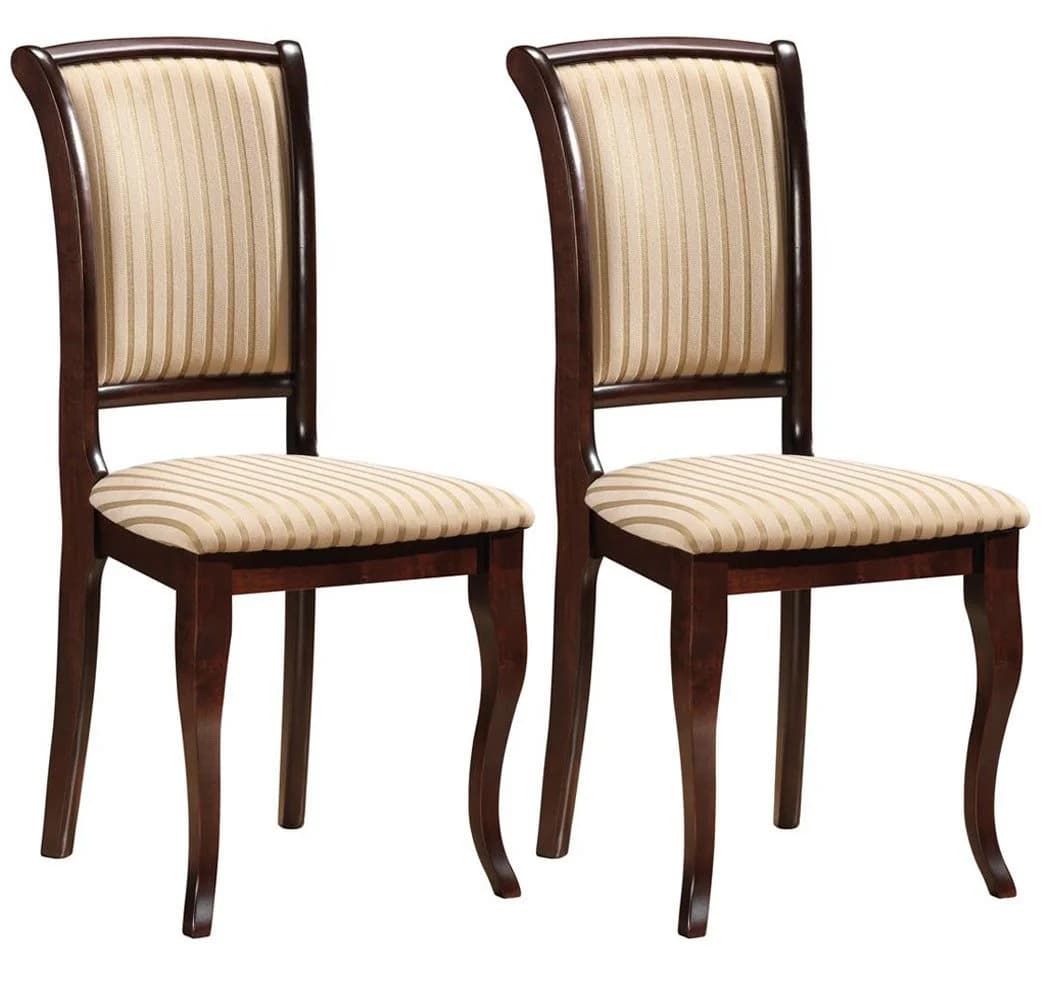 Feldmann-Wohnen Esszimmerstuhl Olivia 2er Set Nussbaum dunkel / beige - Bild 2