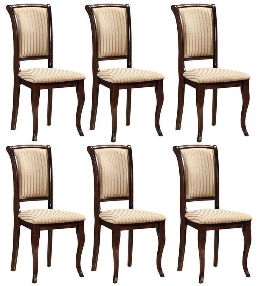 Feldmann-Wohnen Esszimmerstuhl Olivia 6er Set Nussbaum dunkel / beige - Bild 2