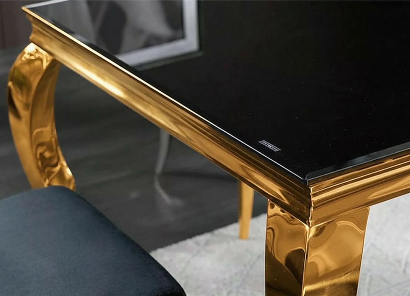Feldmann-Wohnen Esstisch Prince Schwarzglas Gold Gestell Modern - Bild 3