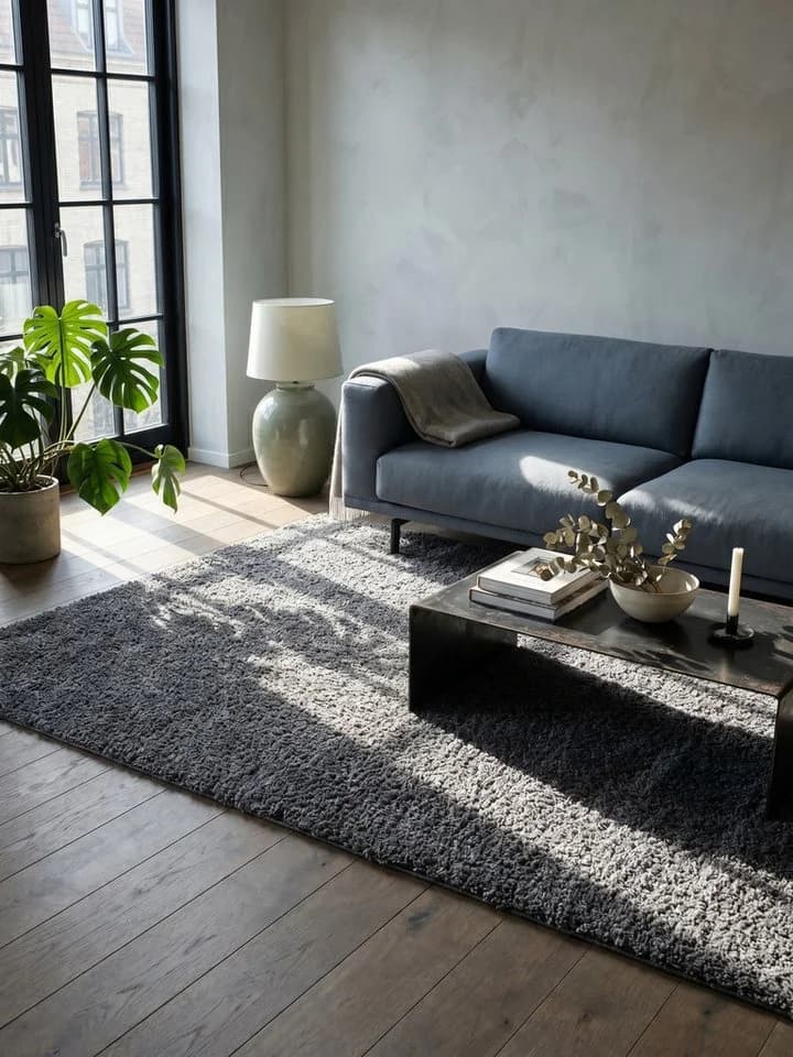 KADIMA DESIGN Teppich RHEIN Shaggy Grau 60x110 cm - Bild 2