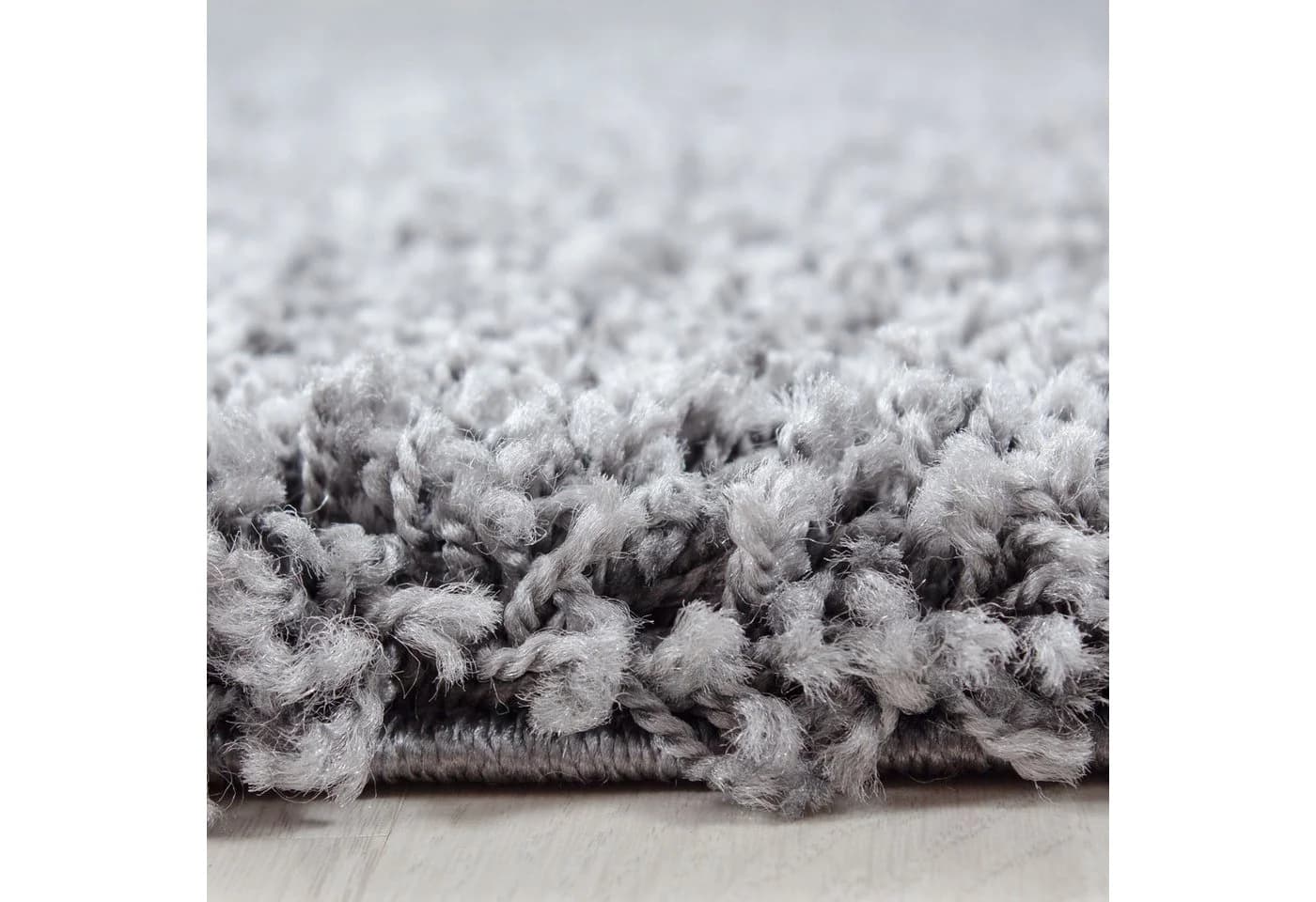 KADIMA DESIGN Teppich RHEIN Shaggy Hellgrau 80x80 cm