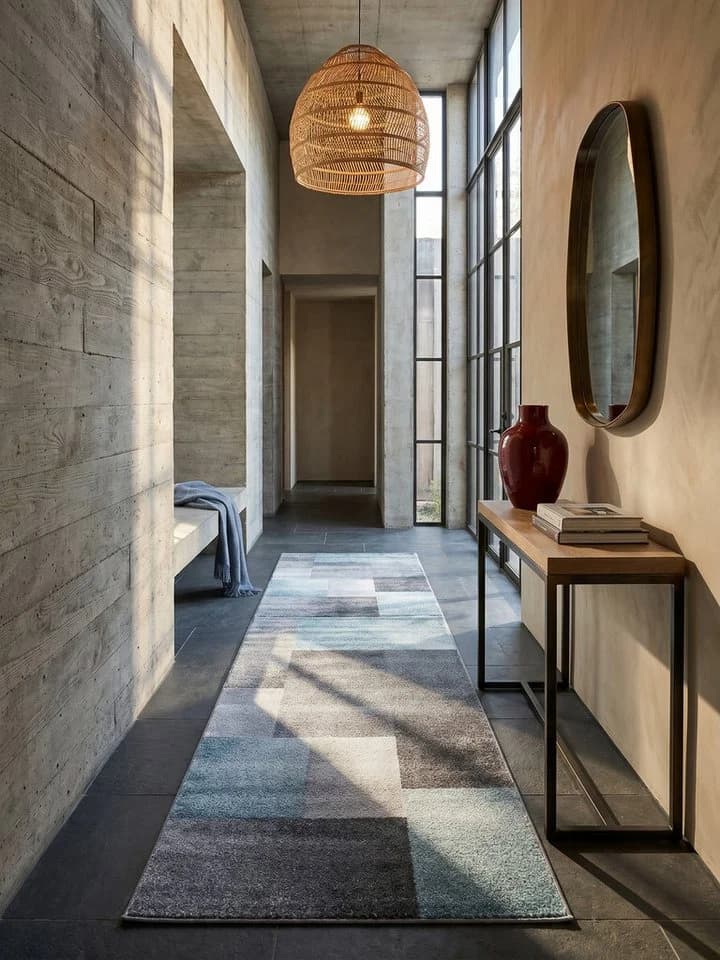 KADIMA DESIGN Teppich SOLDA Blau Kurzflor Karo