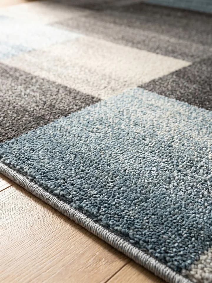 KADIMA DESIGN Teppich SOLDA Blau Kurzflor Karo - Bild 5
