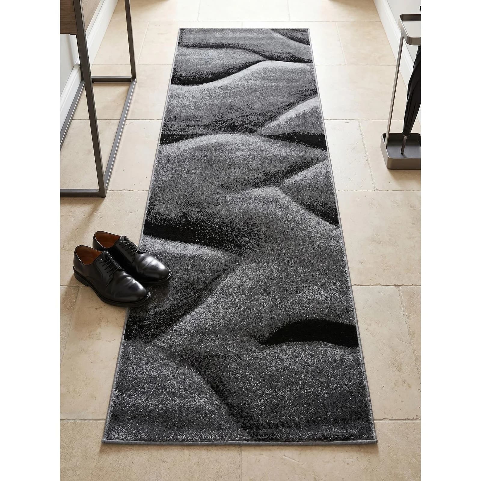 KADIMA DESIGN Teppich SOLDA Schwarz Kurzflor Ombré