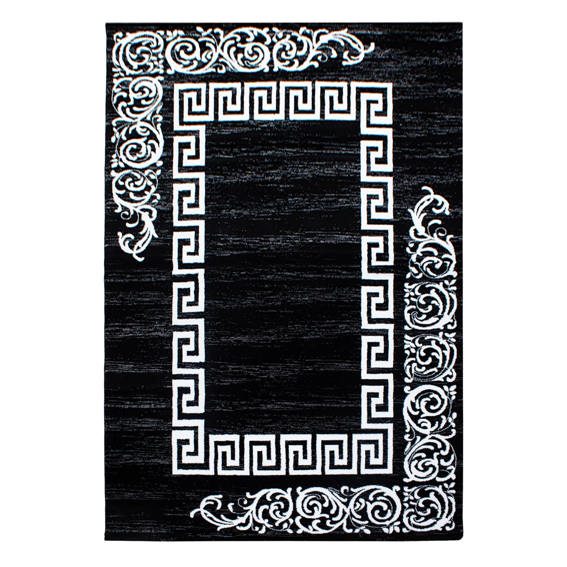 KADIMA DESIGN Teppich ASPEN Kurzflor Schwarz Mäander-Muster
