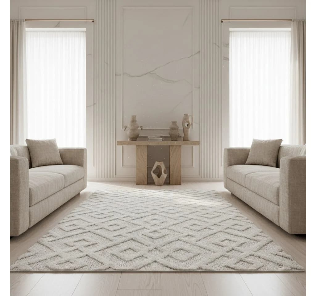 KADIMA DESIGN Teppich EISACK 3D-Effekt Beige Geometrisch