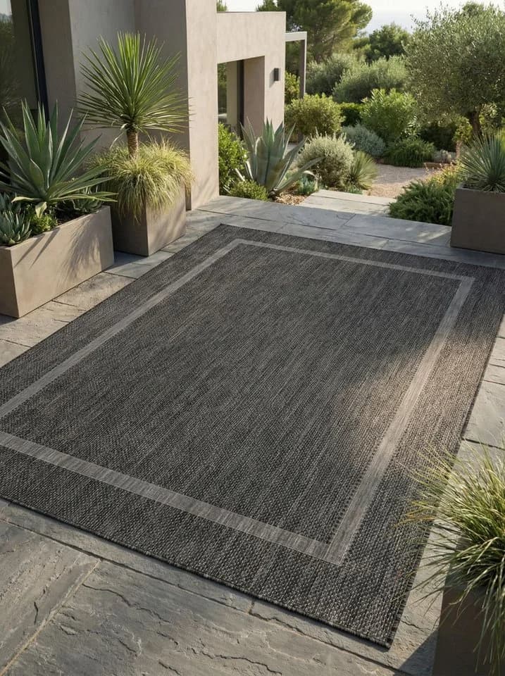 KADIMA DESIGN Outdoorteppich ALSTER Schwarz UV-beständig