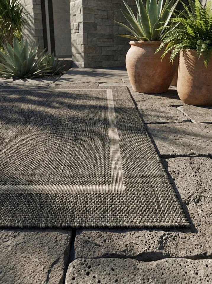 KADIMA DESIGN Outdoorteppich ALSTER Schwarz UV-beständig - Bild 3