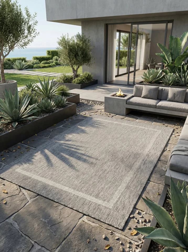 KADIMA DESIGN Outdoorteppich ALSTER Grau UV-beständig & Wetterfest