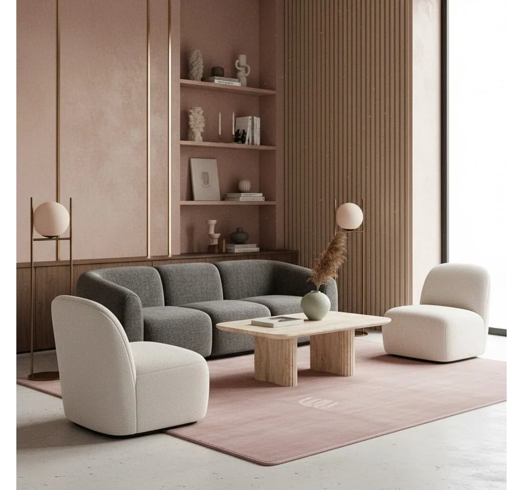 KADIMA DESIGN Teppich LECH Rosa Unifarben Kurzflor - Bild 3