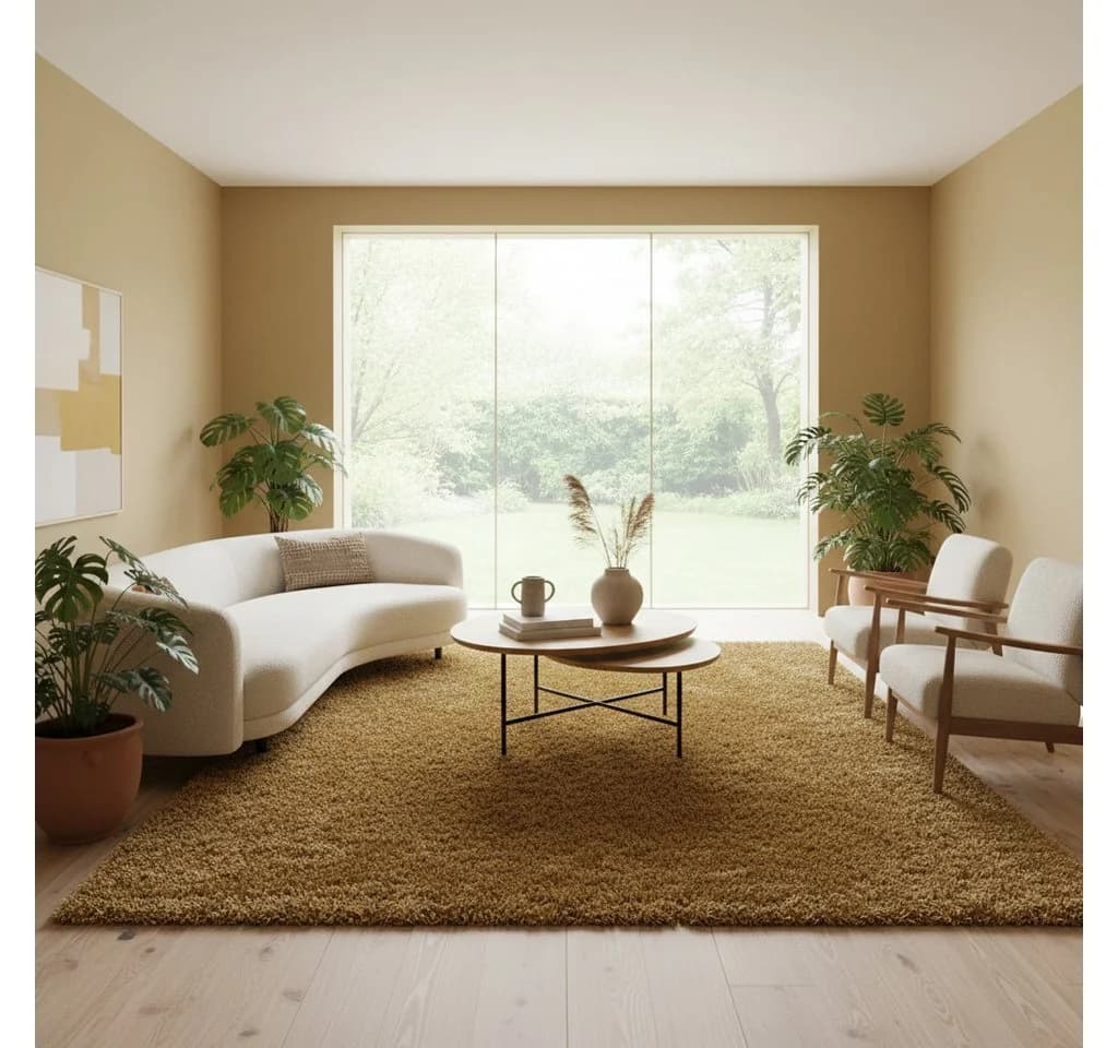 KADIMA DESIGN Shaggy Teppich SPREE Gold 60x110 cm