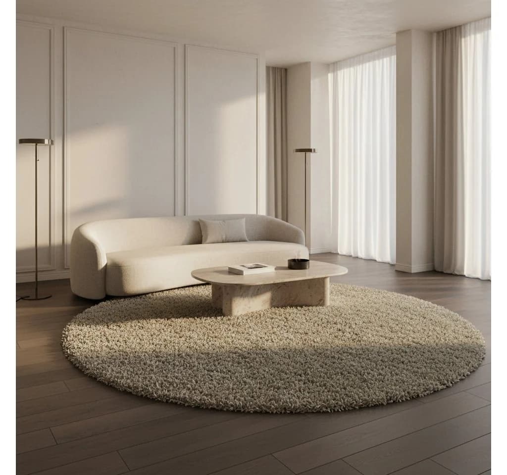 KADIMA DESIGN Shaggy Teppich SPREE Natur 80x80 cm - Bild 2